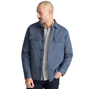 Untuckit Shirt Jacket XL Shacket Navy Blue Quilted Flannel Plaid Lined Ziraldo